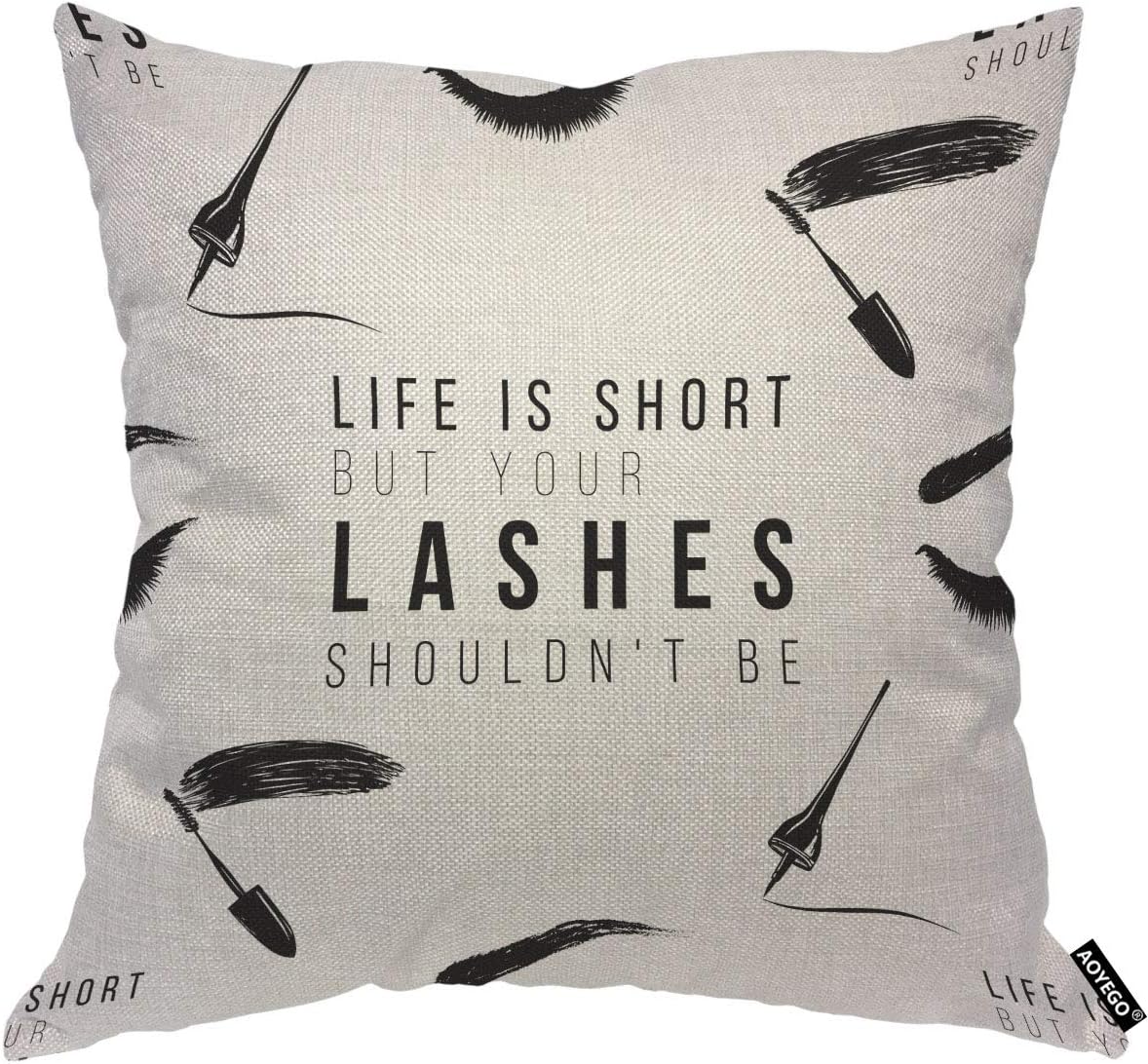 Funny Eyelash Quote Pillow Cov - Beauty Makeup Quotes Funny reseña y precio