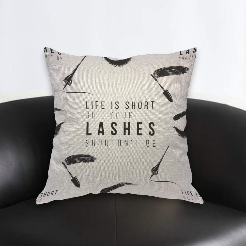 Funny Eyelash Quote Pillow Cov - Beauty Makeup Quotes Funny reseña y precio