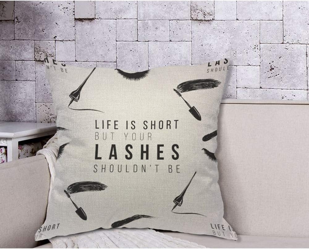 Funny Eyelash Quote Pillow Cov - Beauty Makeup Quotes Funny reseña y precio