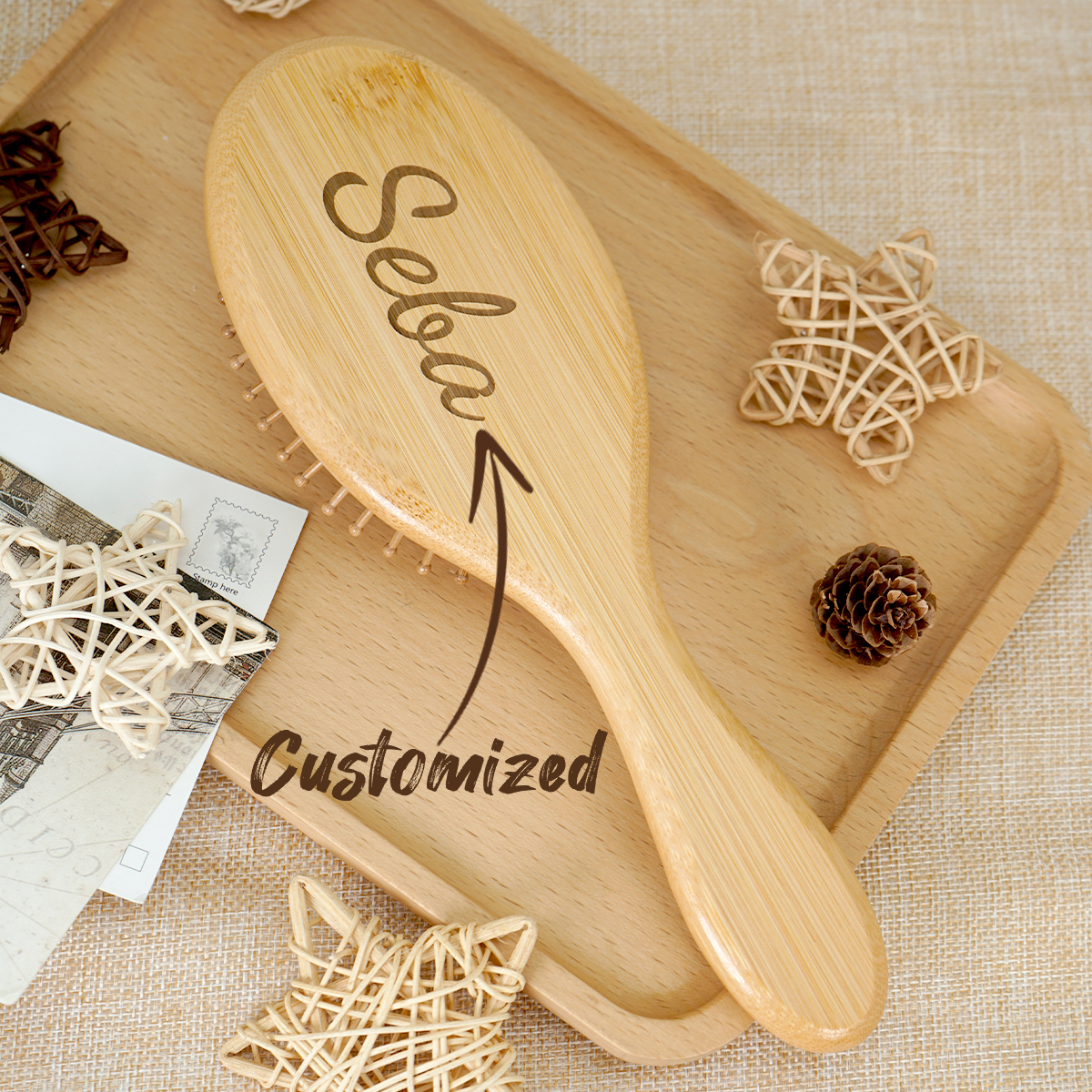 Custom Bamboo Hair Brush Air C - Hair Scalp Massager reseña y precio