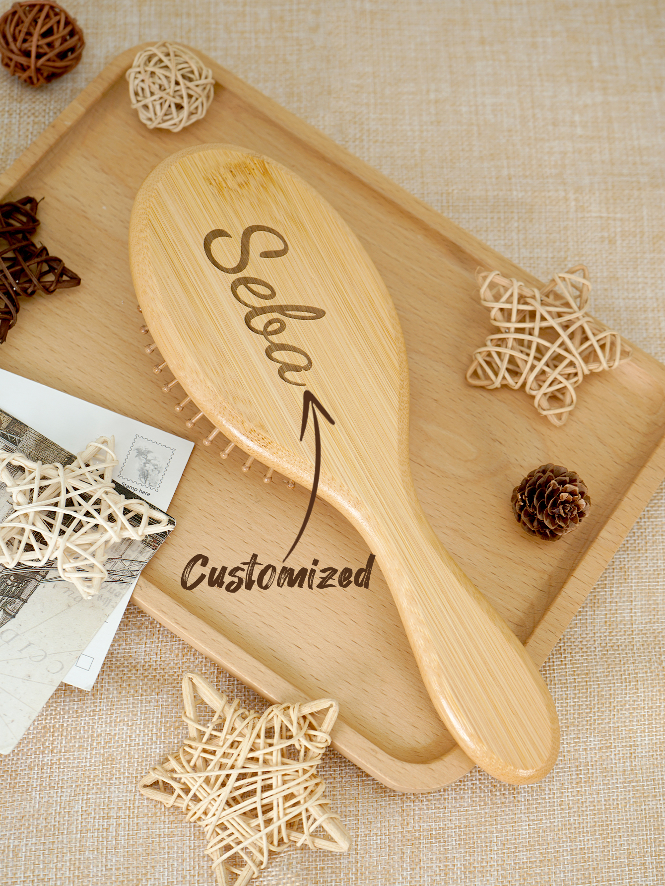 Custom Bamboo Hair Brush Air C - Hair Scalp Massager reseña y precio