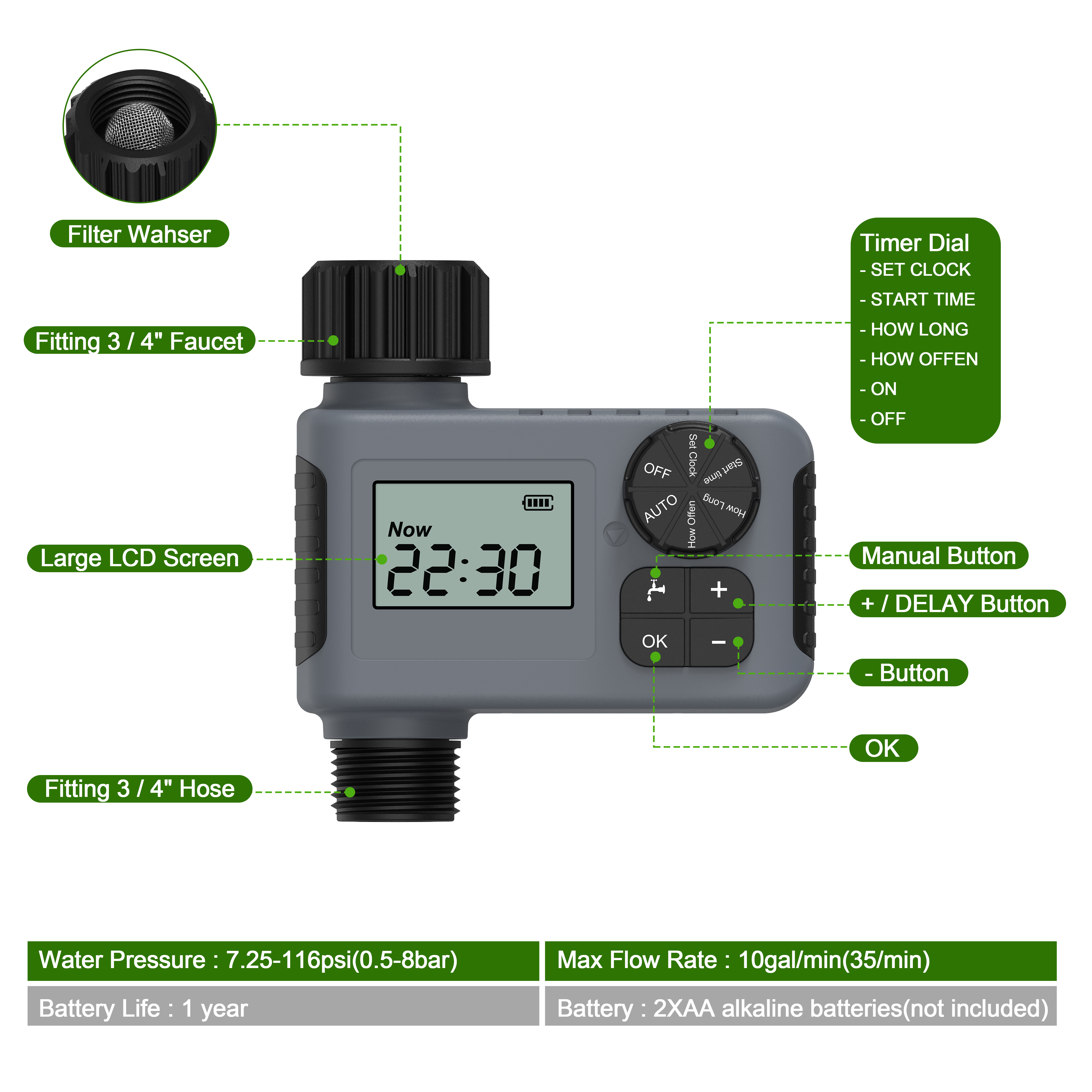 Automatic watering timer intel - Setting Spray reseña y precio
