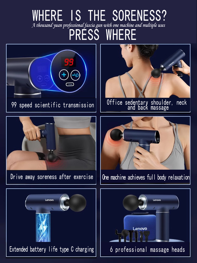 Lenovo 6 Heads Fascia Gun Prof - Hair Scalp Massager reseña y precio