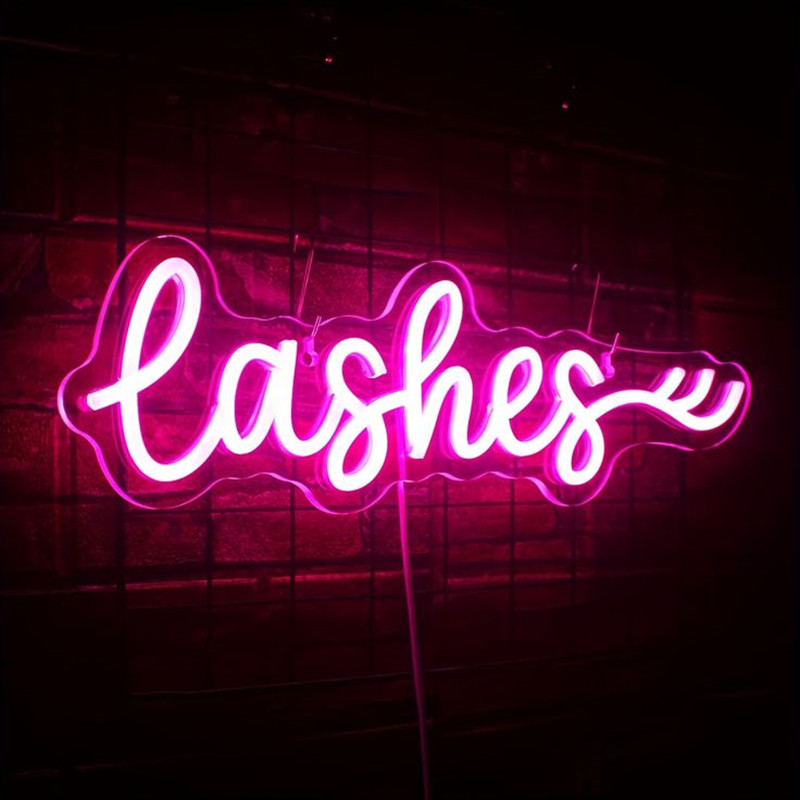 Pink LED Lashes Neon Sign Wall - Beauty Makeup Studio reseña y precio