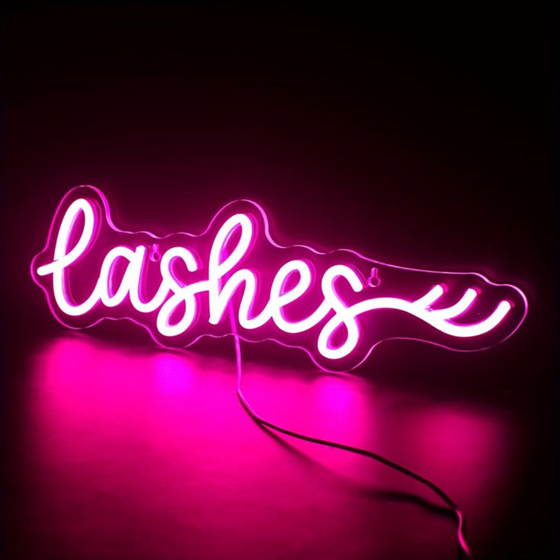 Pink LED Lashes Neon Sign Wall - Beauty Makeup Studio reseña y precio